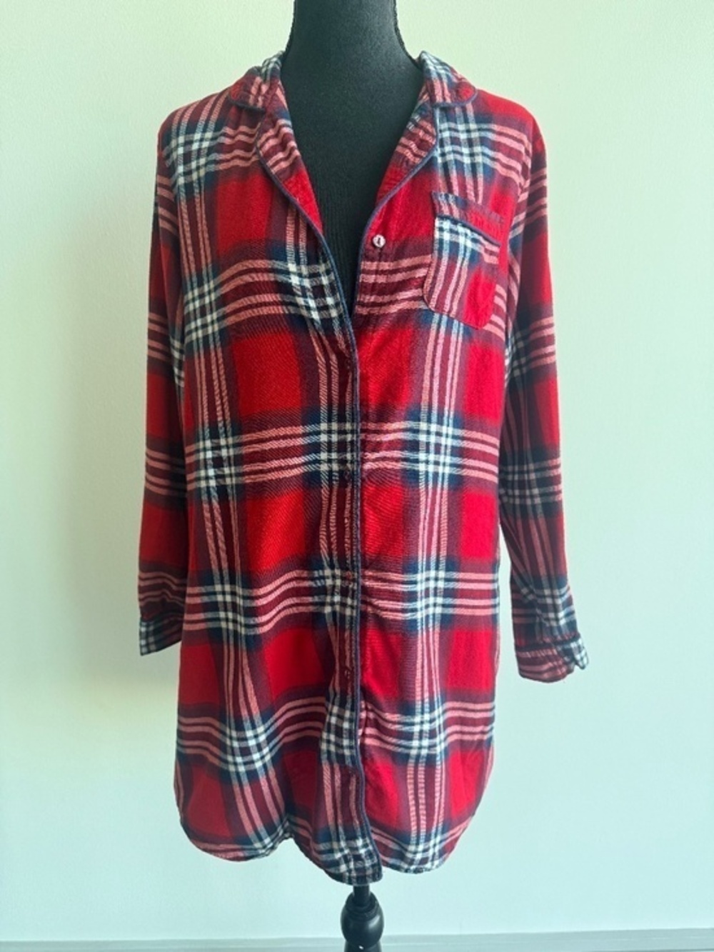 Stars Above Women's Flannel Pajama Button-Up Shirt Dress